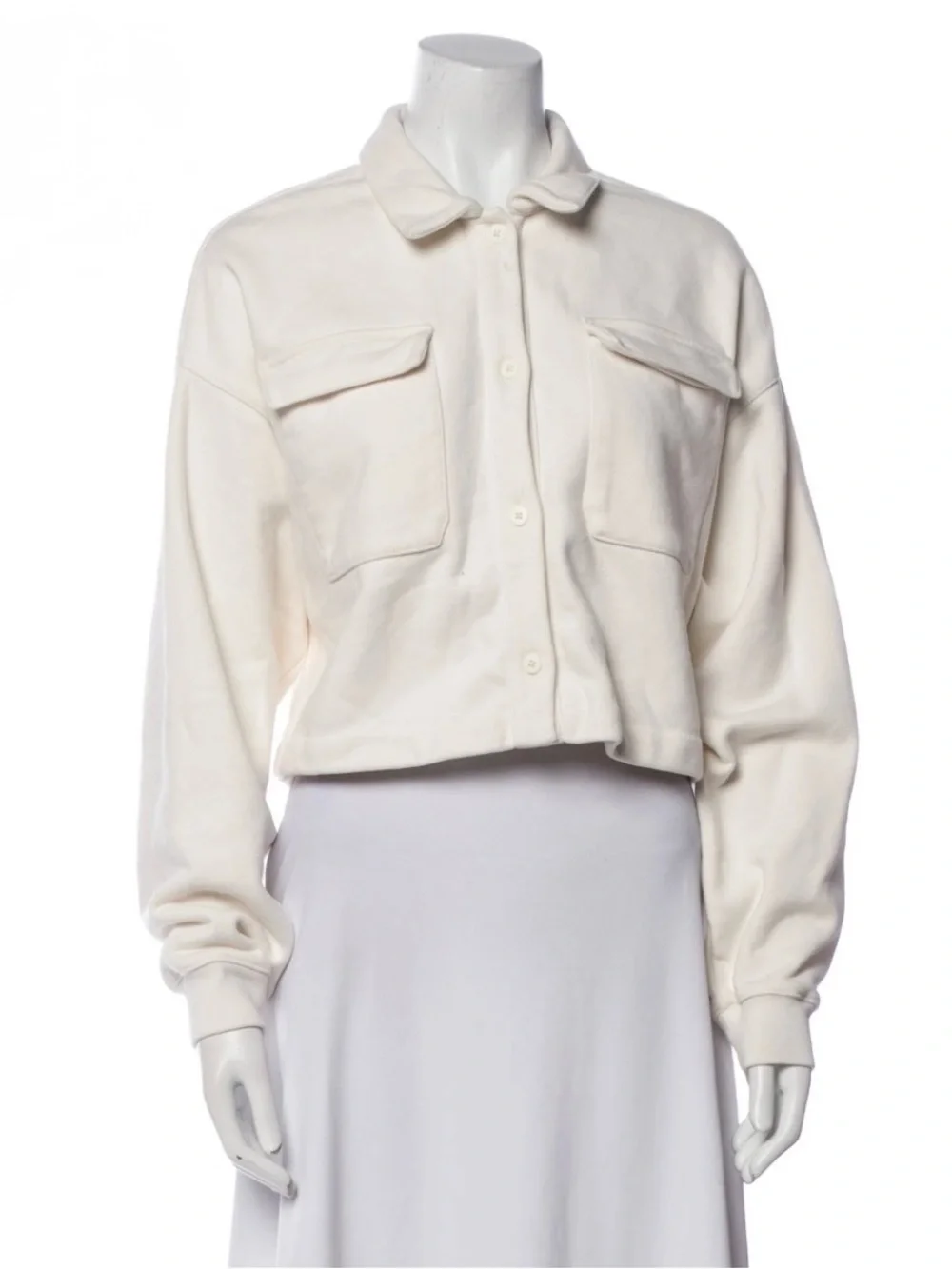 ALO Yoga Cream Cropped Button-Up Jacket